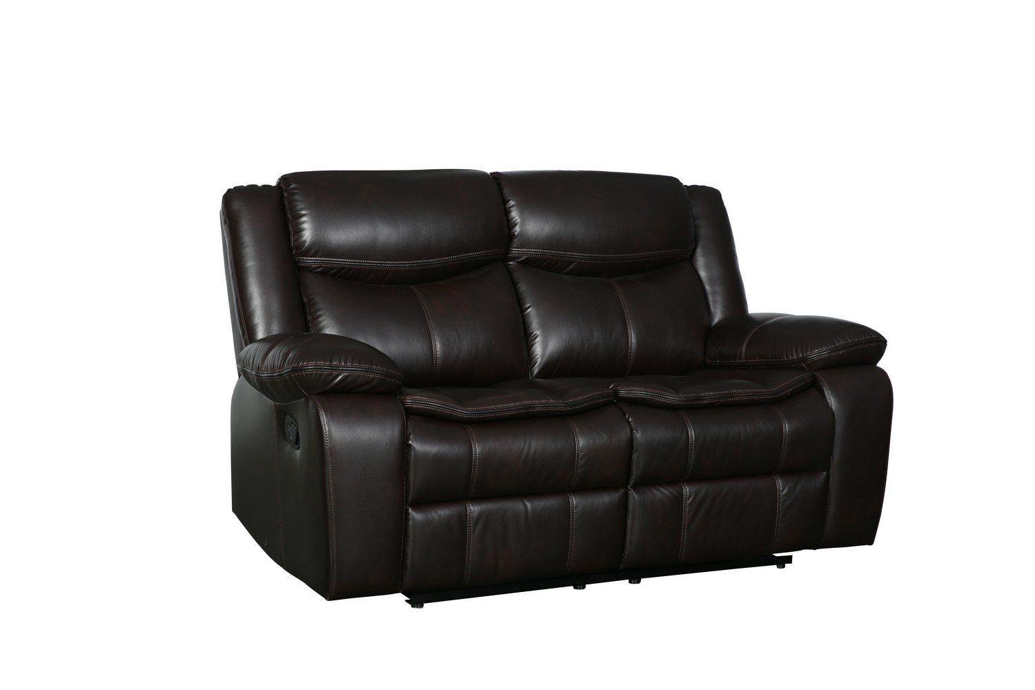 Modern Soft Brown Faux Leather Reclining Sofa with spacious seating and elegant design, perfect for contemporary living rooms.