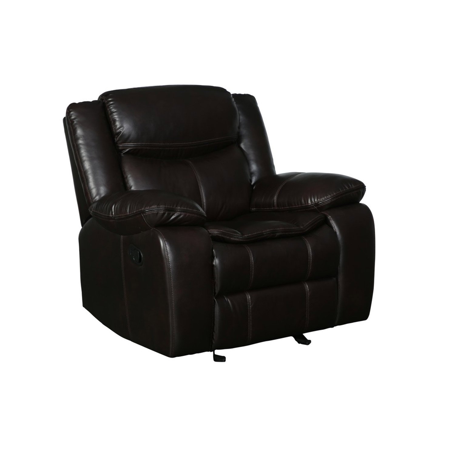 Modern Soft Brown Faux Leather Reclining Sofa with spacious seating and elegant design, perfect for contemporary living rooms.