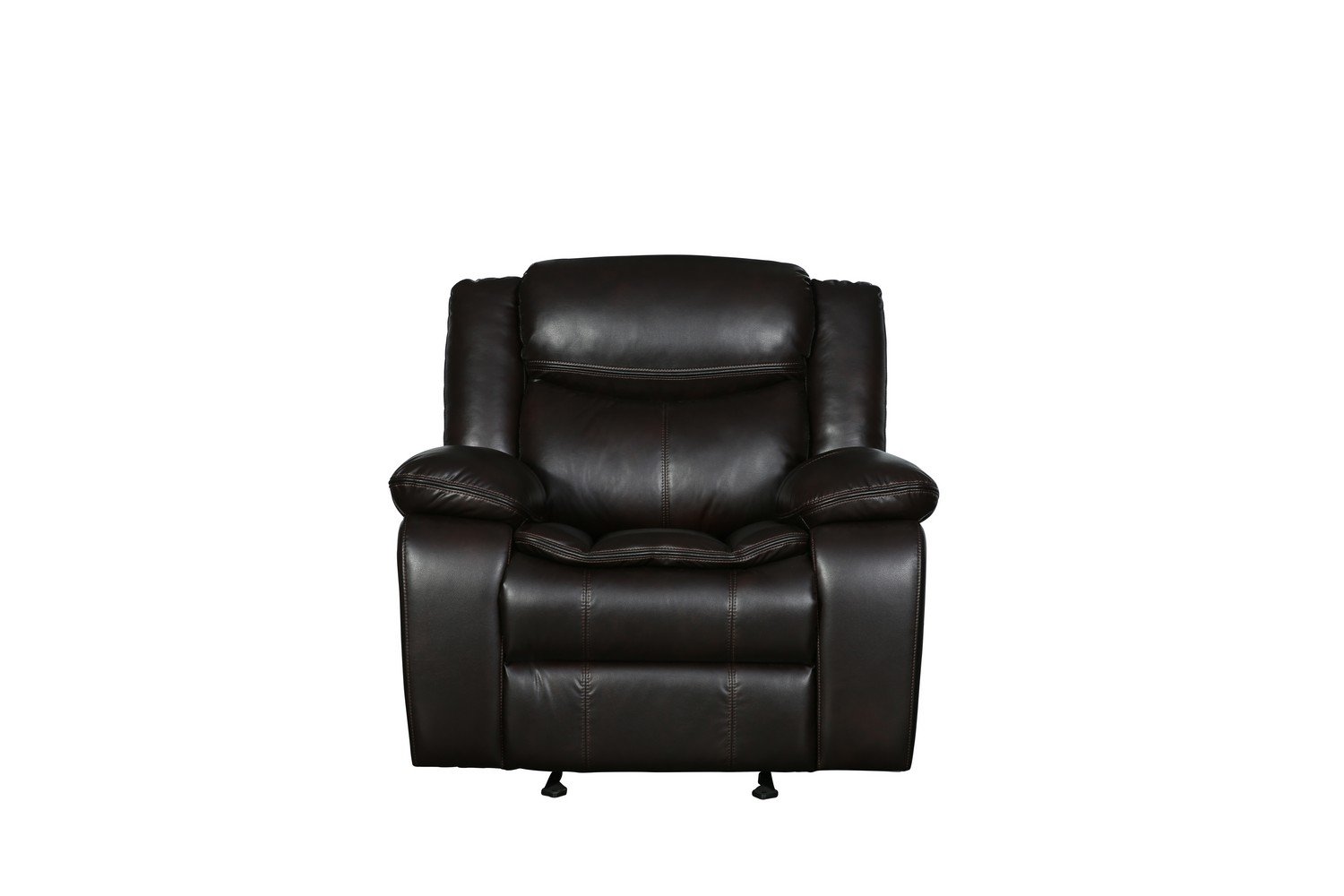 Modern Soft Brown Faux Leather Reclining Sofa with spacious seating and elegant design, perfect for contemporary living rooms.