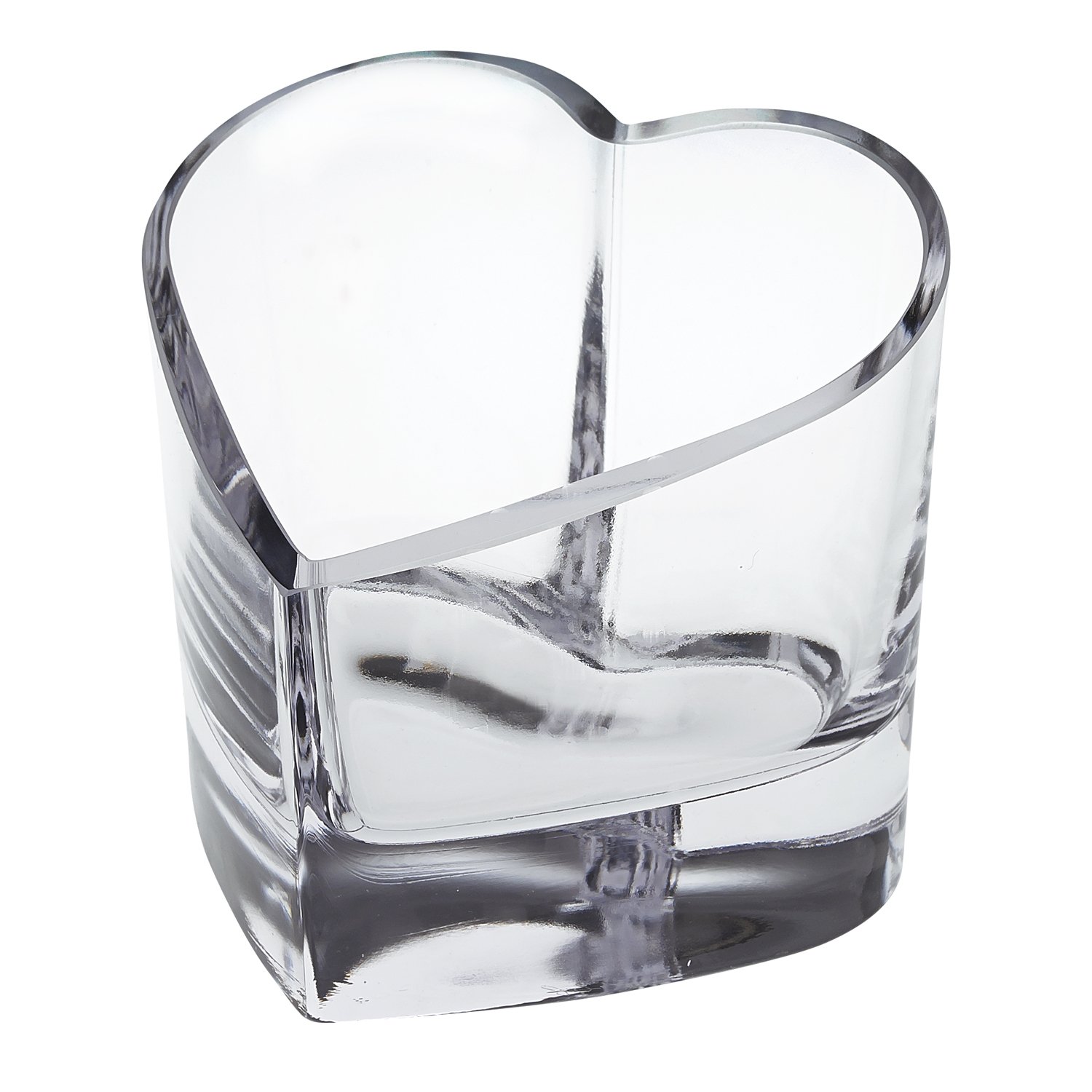 Mouth Blown European Crystal Heart Bowl showcasing elegant design in white and gold colors, perfect for cakes or votives.