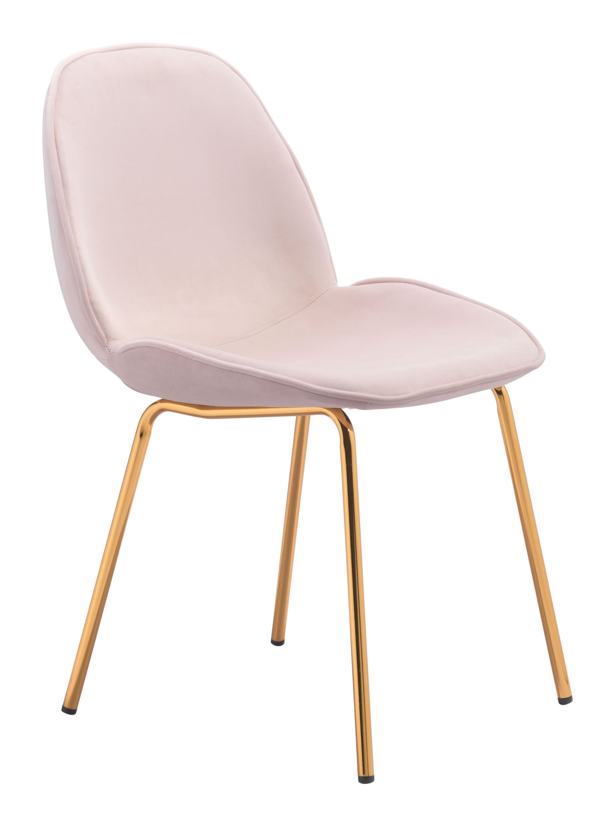 Set of 2 Pink Rose Velvet Dining Chairs with Gold Finish Legs, showcasing elegant design and luxurious upholstery.