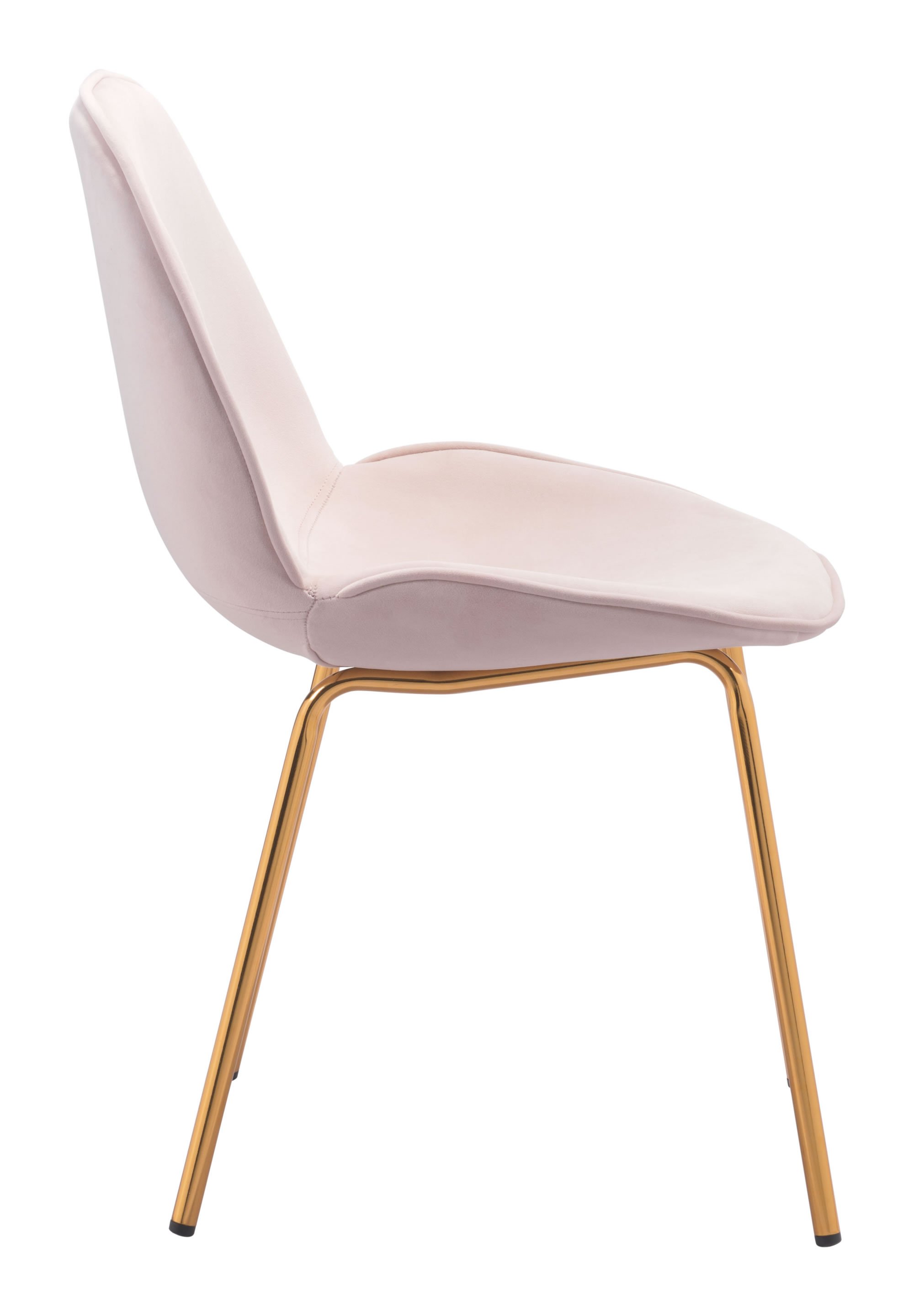 Set of 2 Pink Rose Velvet Dining Chairs with Gold Finish Legs, showcasing elegant design and luxurious upholstery.