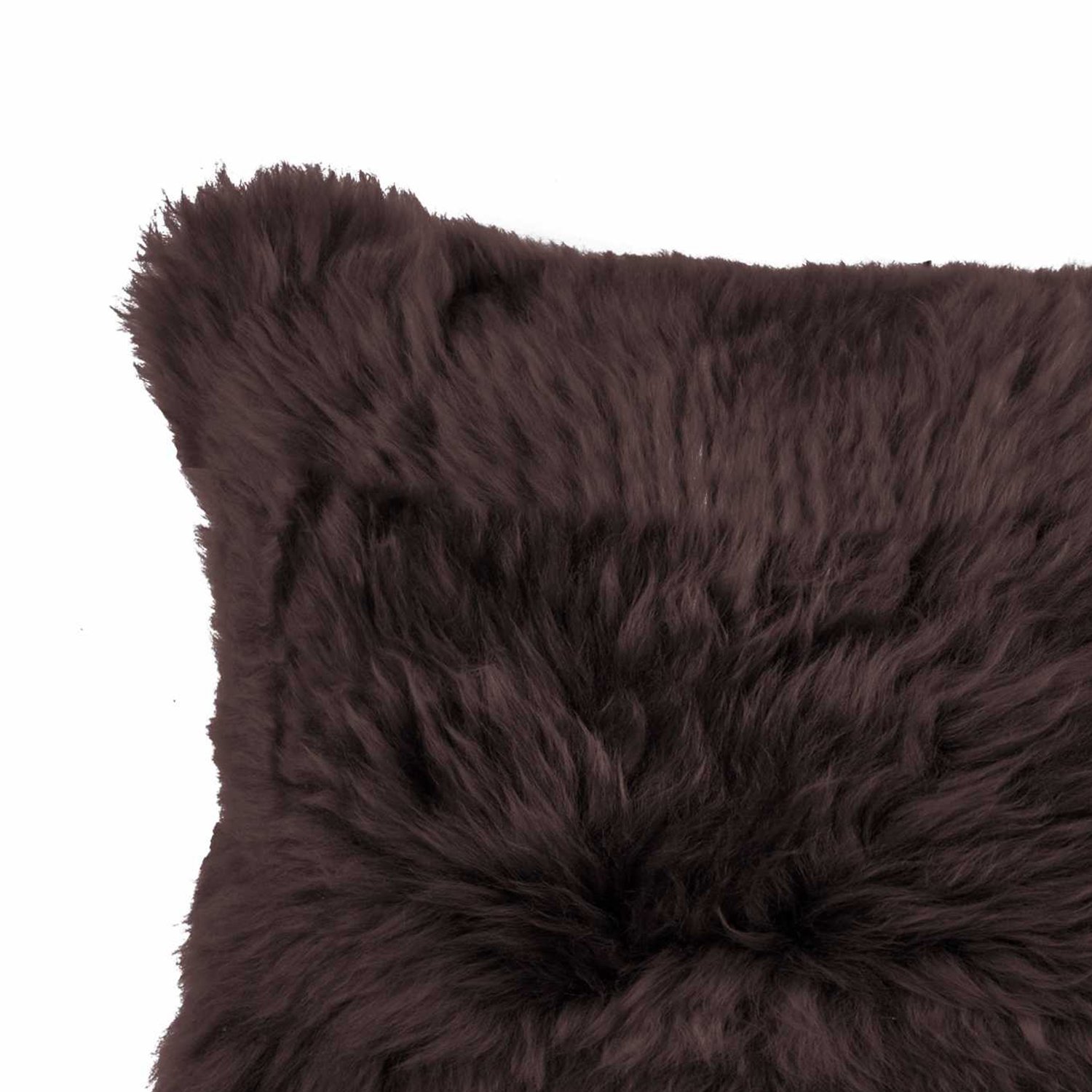Rectangular Soft Chocolate Natural Sheepskin Fur Lumbar Pillow with soft microsuede backing, showcasing its lush texture and elegant design.