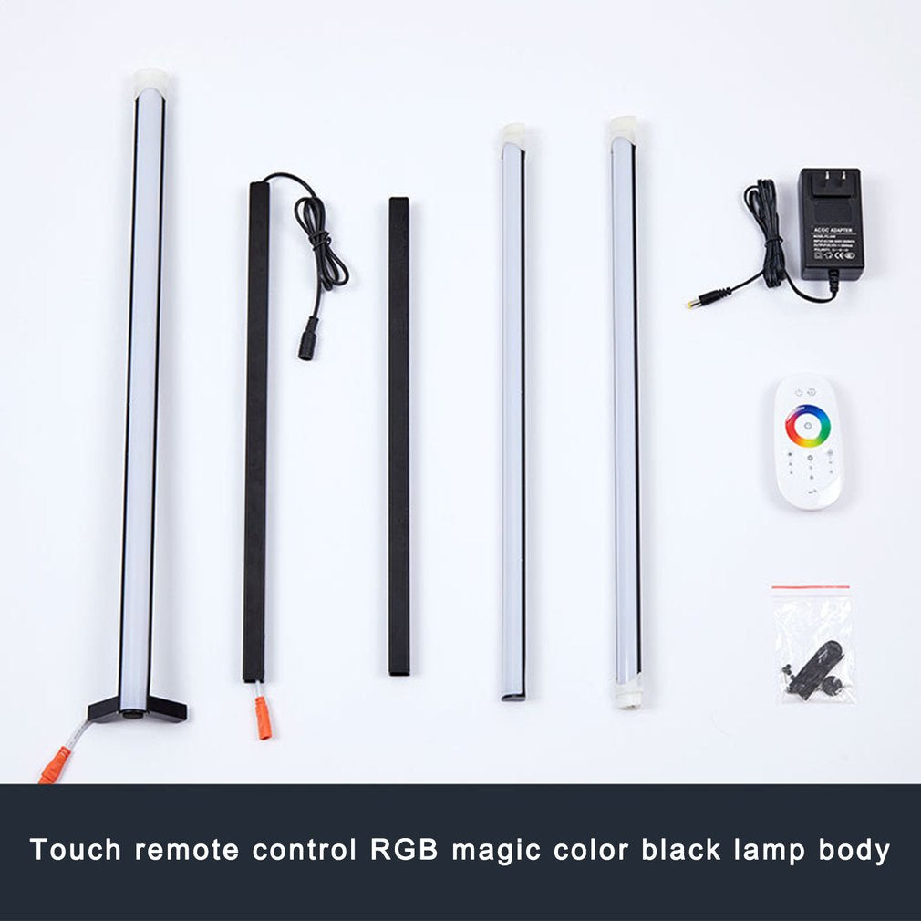 Modern Sectional RGB Triangle Floor Lamp with remote control, showcasing vibrant colors and sleek design, perfect for living rooms and bedrooms.