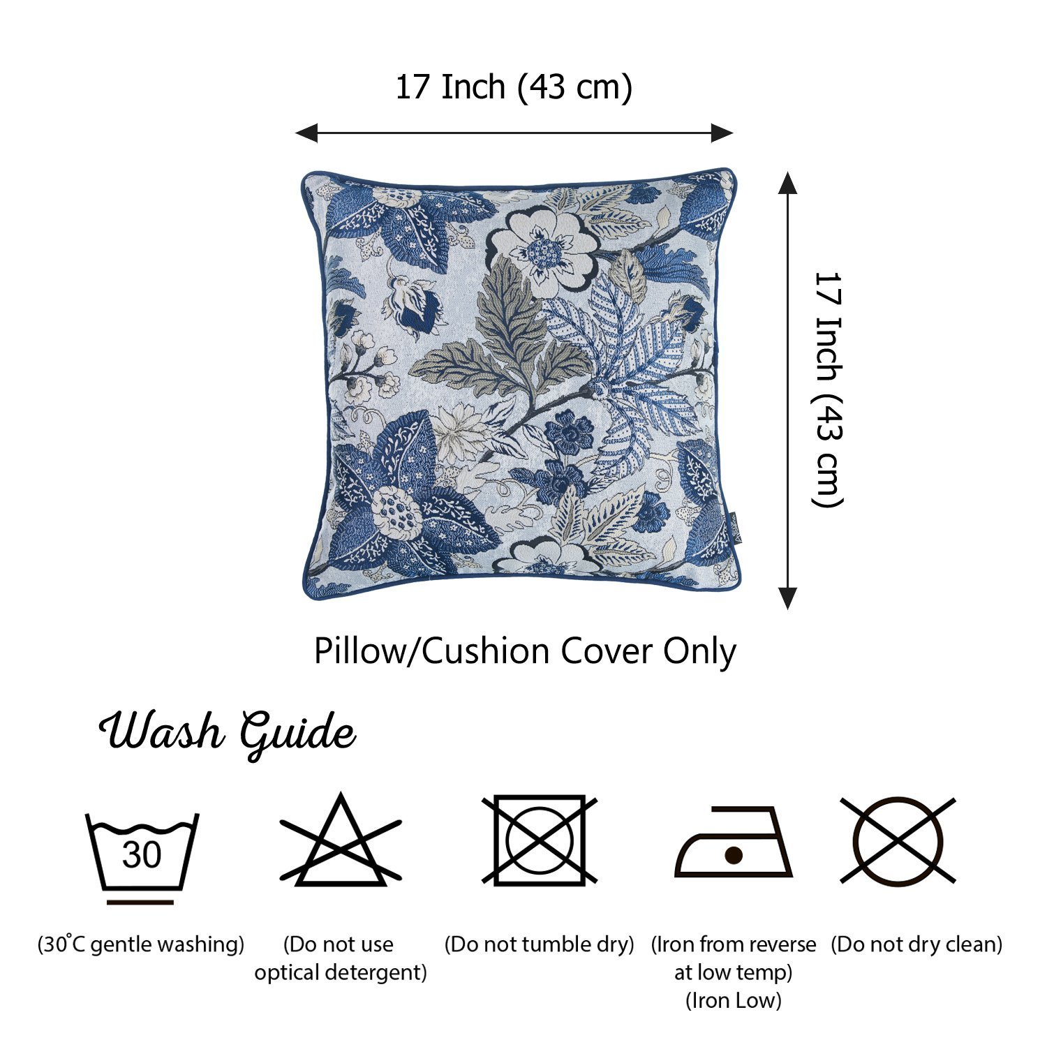 Set of 2 blue jacquard throw pillow covers, featuring intricate patterns and a luxurious texture, perfect for bedroom decor.