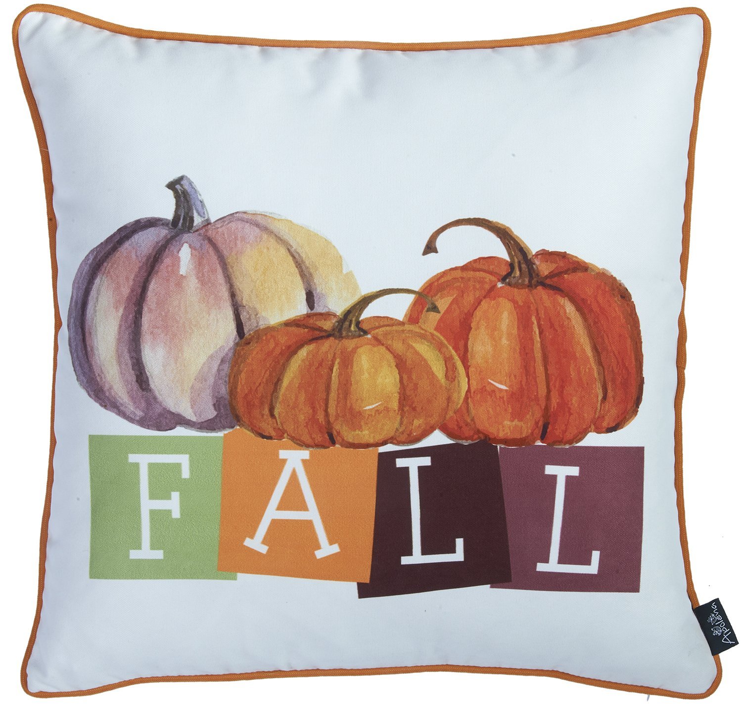 Set of 2 18-inch Fall Season Pumpkin Gingham Throw Pillow Covers featuring a cozy farmhouse design in vibrant colors.