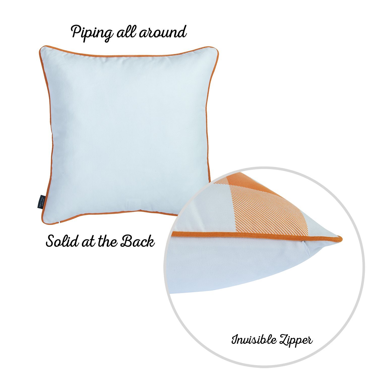 Set of 2 18-inch Fall Season Pumpkin Gingham Throw Pillow Covers featuring a cozy farmhouse design in vibrant colors.