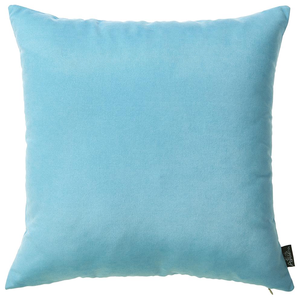 Set of 2 aqua blue brushed twill decorative throw pillow covers with hidden zipper closure, showcasing a luxurious and soft texture.