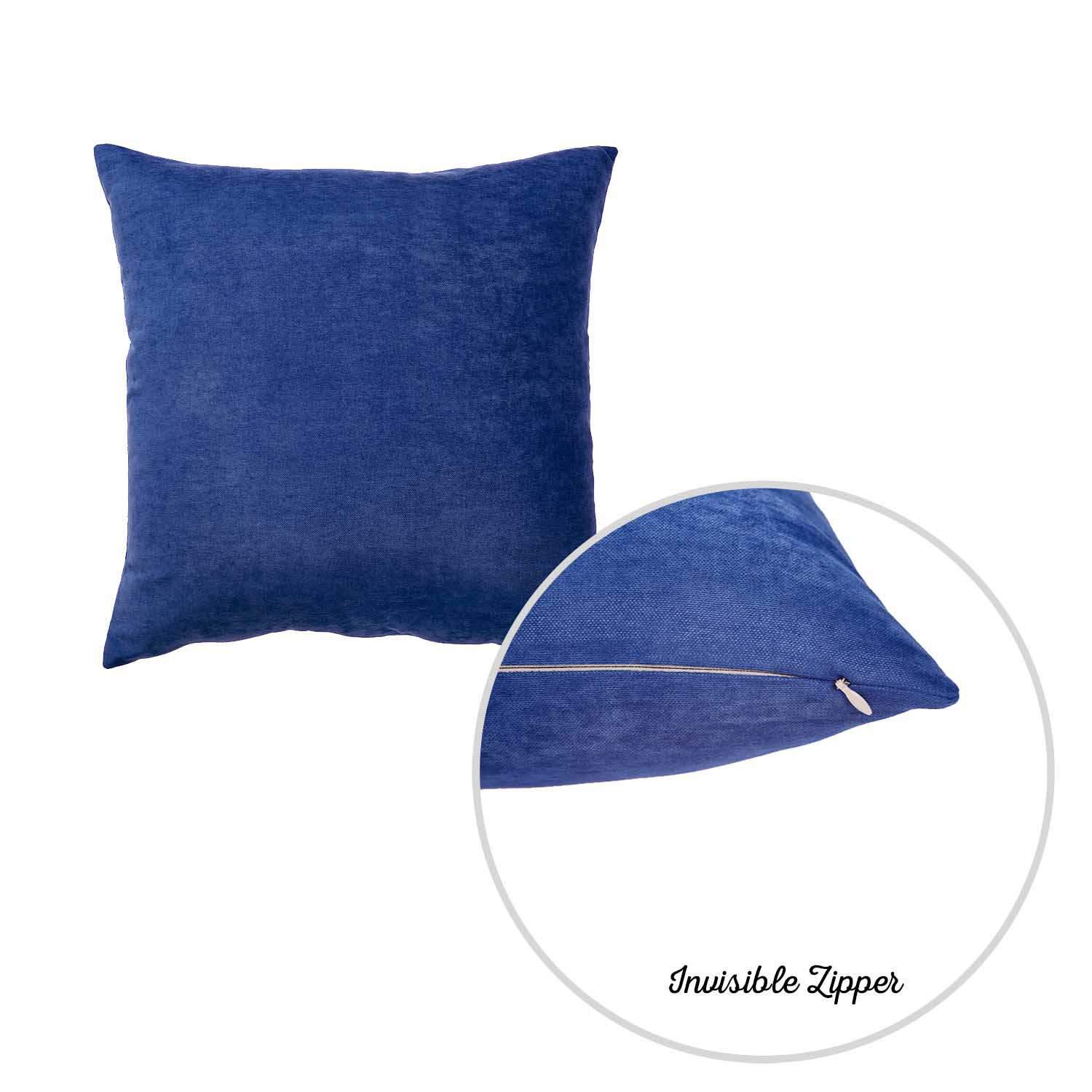 Set of 2 Denim Blue Brushed Twill Decorative Throw Pillow Covers showcasing luxurious fabric and hidden zipper closure.