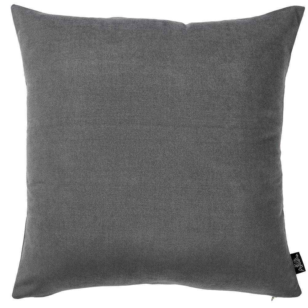 Set of 2 grey brushed twill decorative throw pillow covers with hidden zipper closure, showcasing luxurious fabric and stylish design.