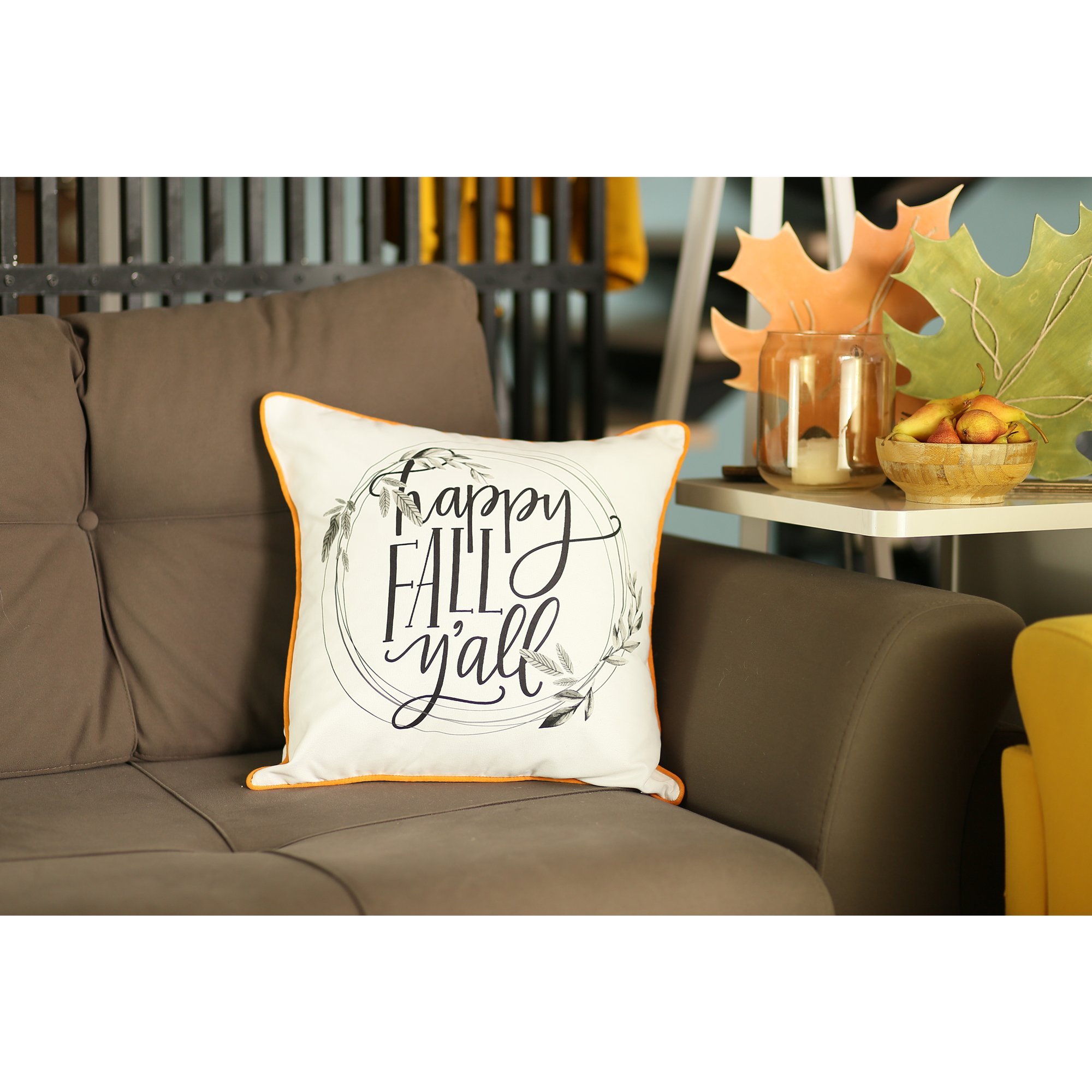 Set of 4 multicolor Thanksgiving quote throw pillow covers, featuring soft brushed polyester material and farmhouse style design.