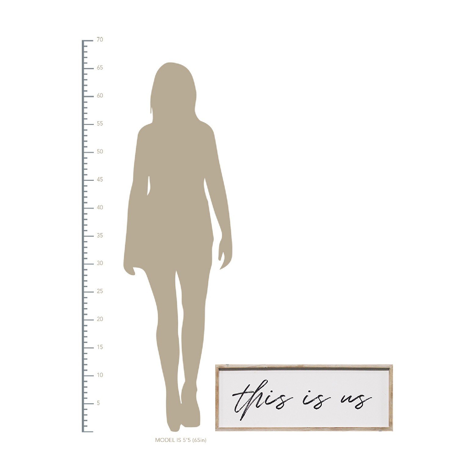 Handcrafted 'This Is Us' wood framed wall art in black script font, showcasing family pride with a natural wood frame.