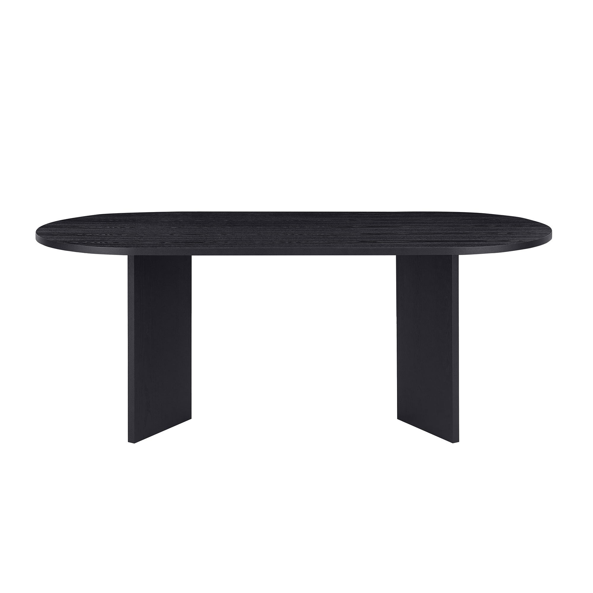 A sleek black wood dining table designed for small spaces, featuring a modern aesthetic and sturdy MDF construction.