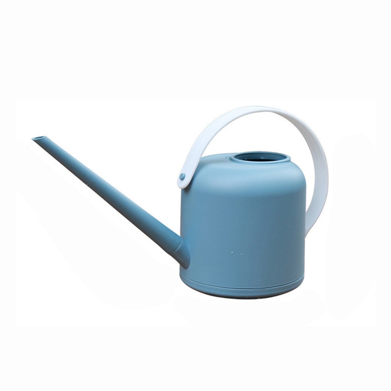 1.8L Long Spout Watering Can in dark gray and light blue, featuring a long thin nozzle and ergonomic handle for precise watering.