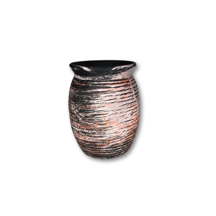 A stylish brown pot with a brushed pink top coat and flat finish, ideal for small plants and succulents.