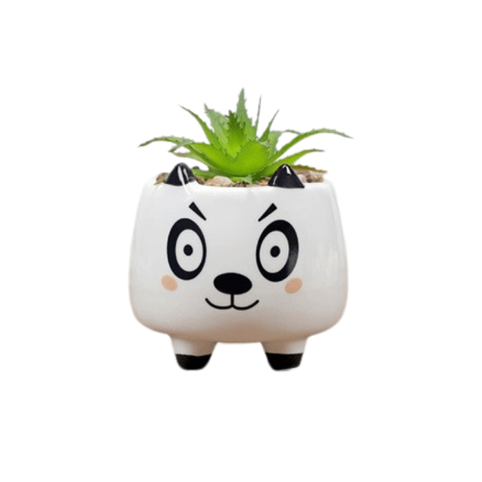 Ceramic Round Puppy Dog Succulent Plant Pot with a smooth glazed finish and drainage hole, perfect for indoor plants.