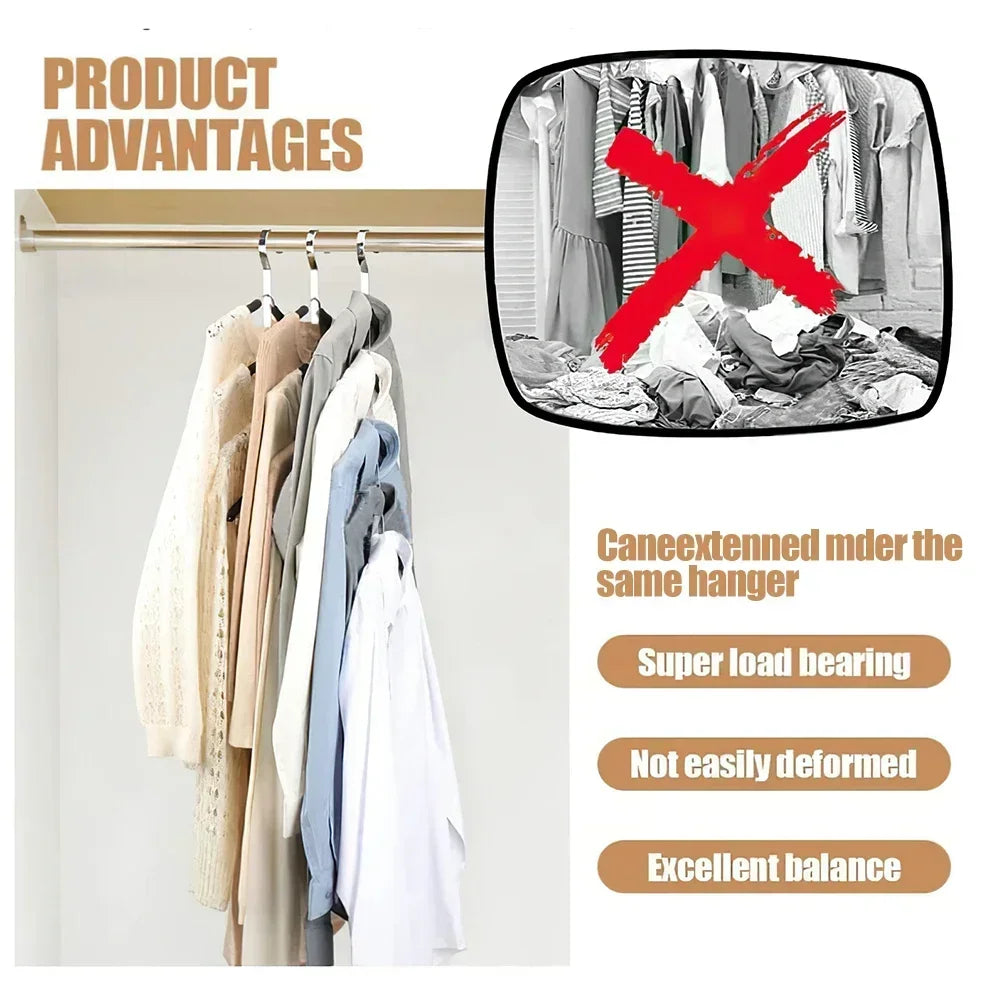 A set of heavy-duty clothes hanger connector hooks in black and white, designed for cascading hangers and maximizing closet space.