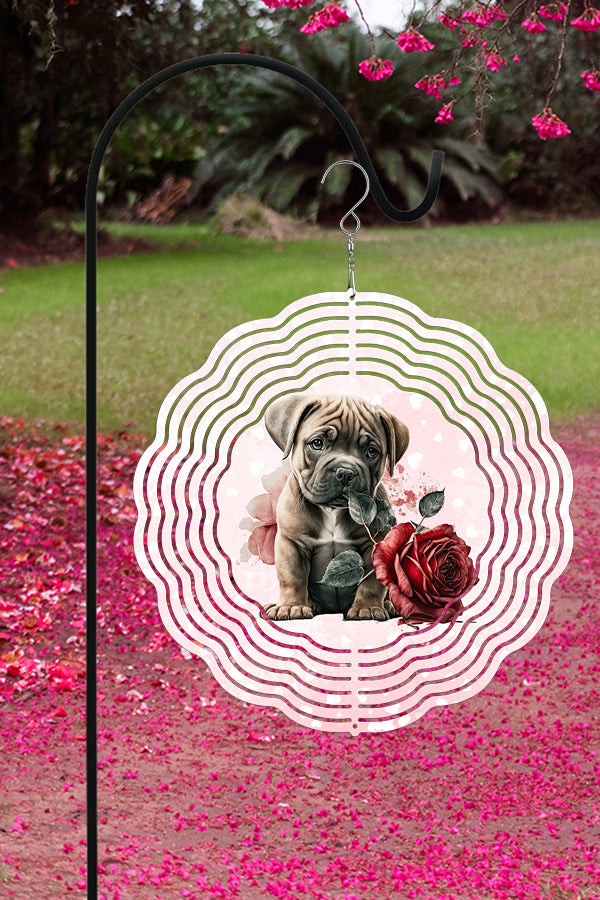 CoValentine's Day Decor Boxer Garden Wind Spinner featuring vibrant heart designs, perfect for outdoor Valentine's Day decor.