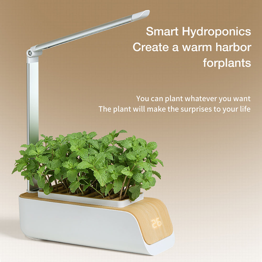 Hydroponic Container Flower Pot with adjustable growth lamp, designed for indoor and patio gardening, made from durable ABS and aluminum alloy.