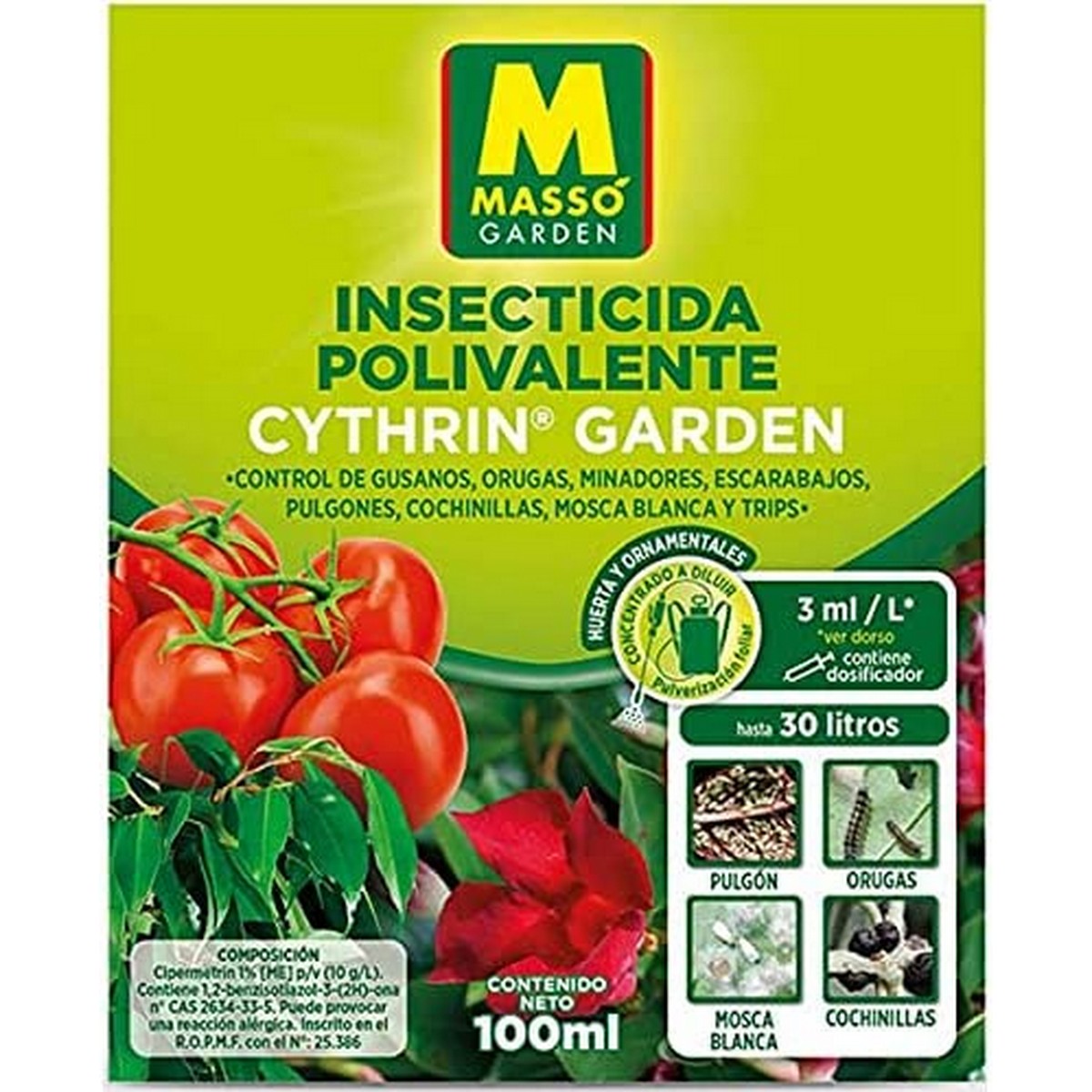 Insecticide packaging for garden use.