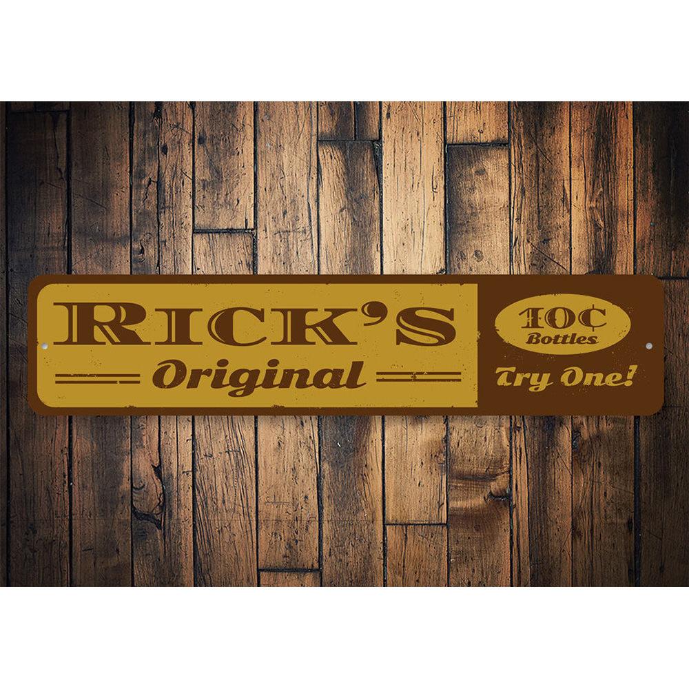 10 cent Bottles Bar Sign made of aluminum, featuring a vintage design perfect for home bars and game rooms.