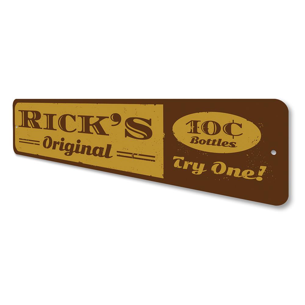 10 cent Bottles Bar Sign made of aluminum, featuring a vintage design perfect for home bars and game rooms.