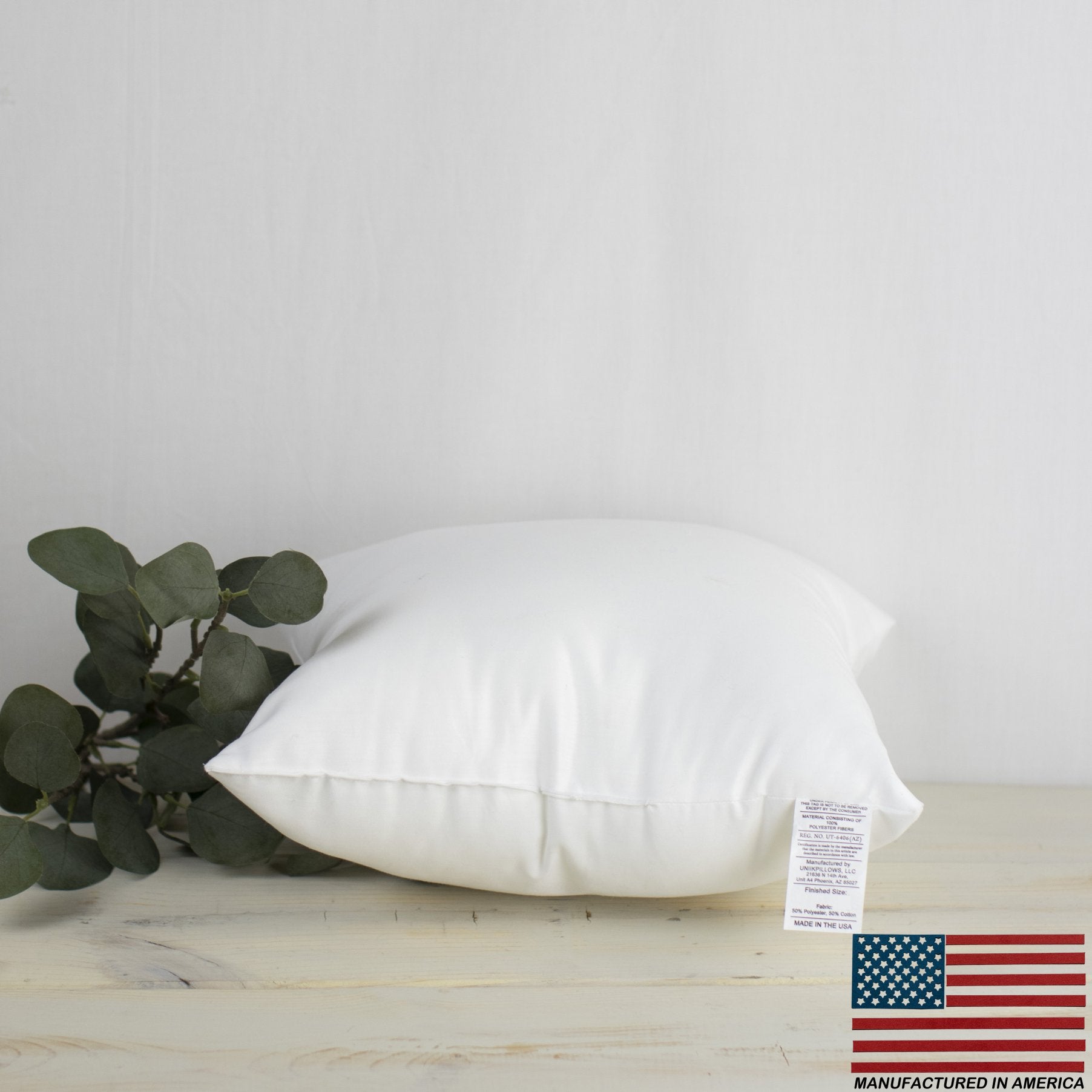 10x10 Square Angel Hair Pillow Insert with soft polyester fill, perfect for indoor and outdoor use.