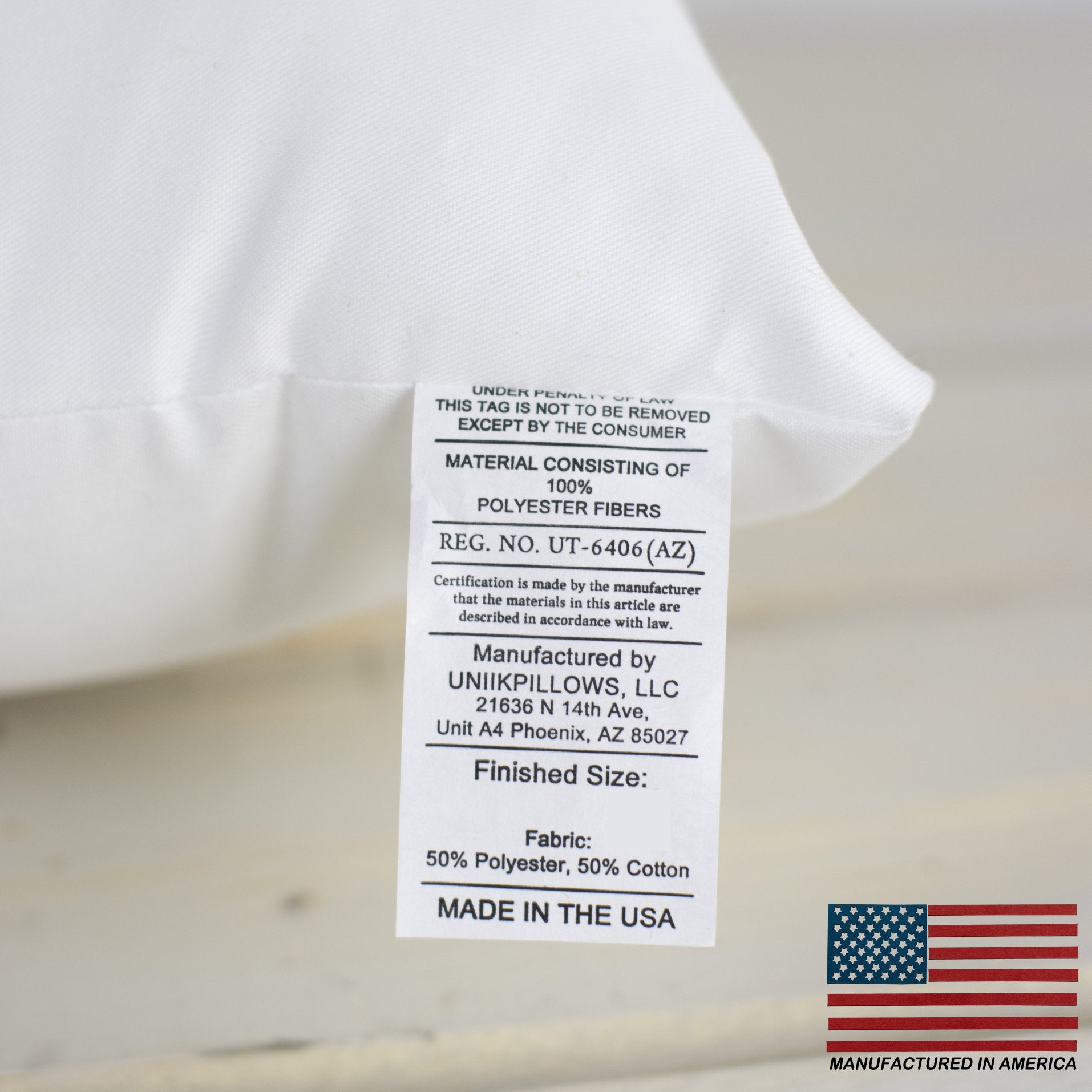 10x10 Square Angel Hair Pillow Insert with soft polyester fill, perfect for indoor and outdoor use.