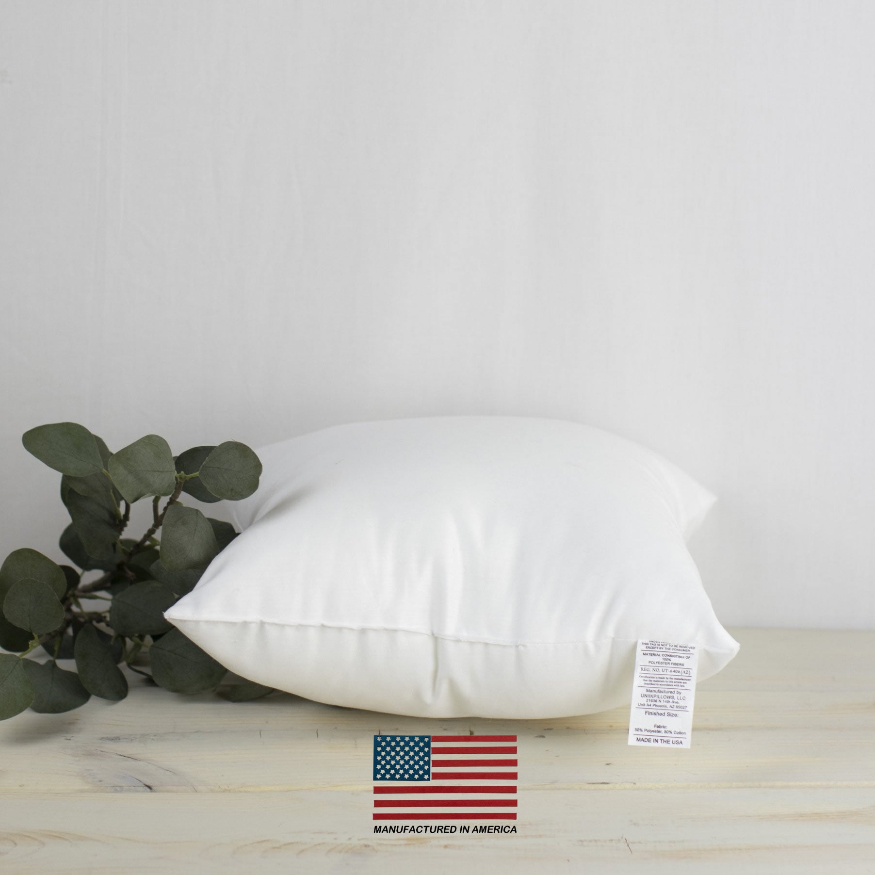 11x11 Hypoallergenic Polyester Pillow Insert with a soft cotton blend cover, ideal for crafting and home decor.