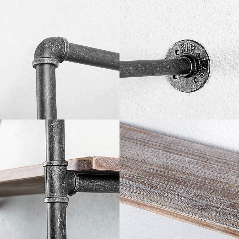 2 Tier Industrial Pipe Shelving made of solid pine wood and galvanized steel, showcasing a rustic design suitable for home or office use.