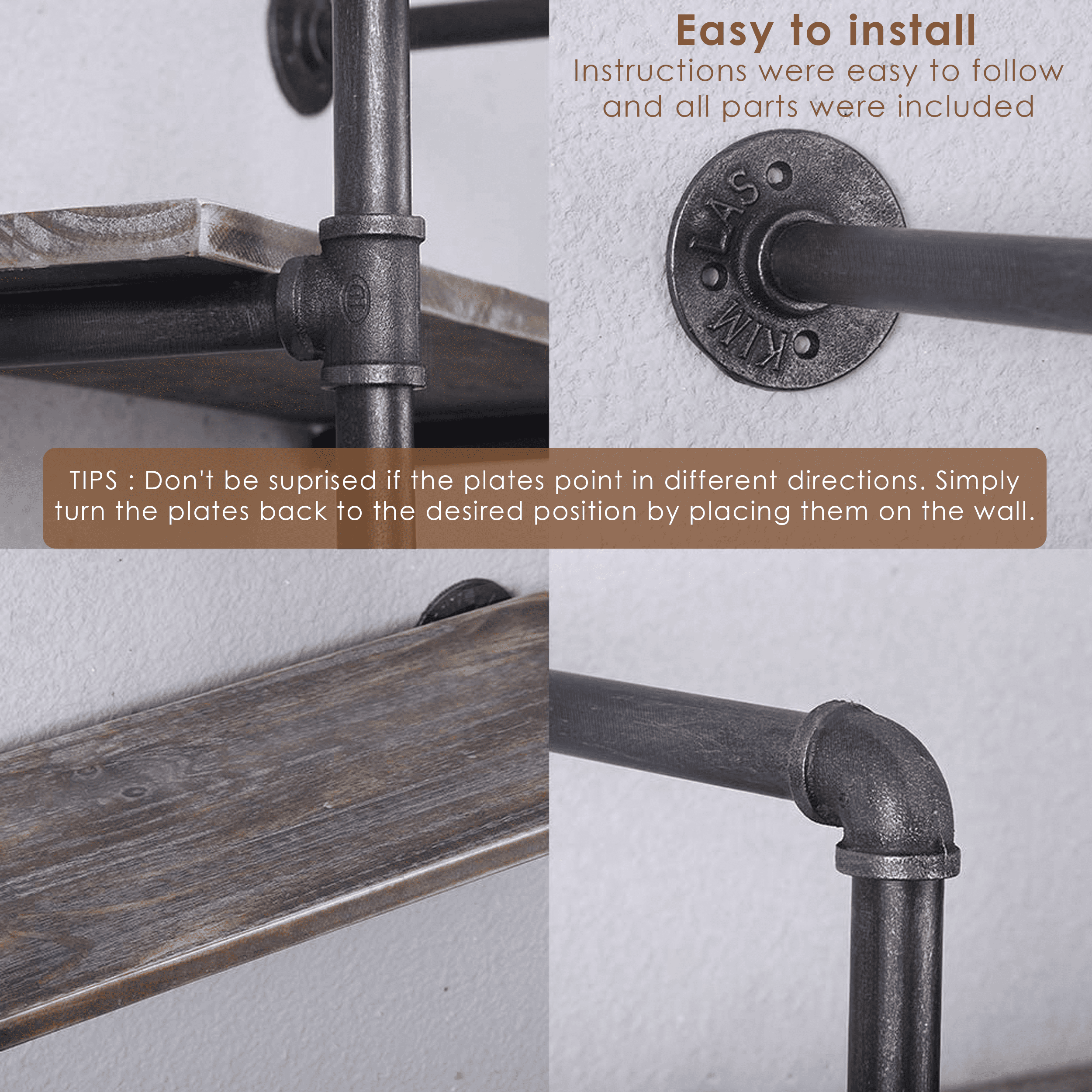 2 Tier Industrial Pipe Shelving made of solid pine wood and galvanized steel, showcasing a rustic design with rounded corners and sturdy construction.