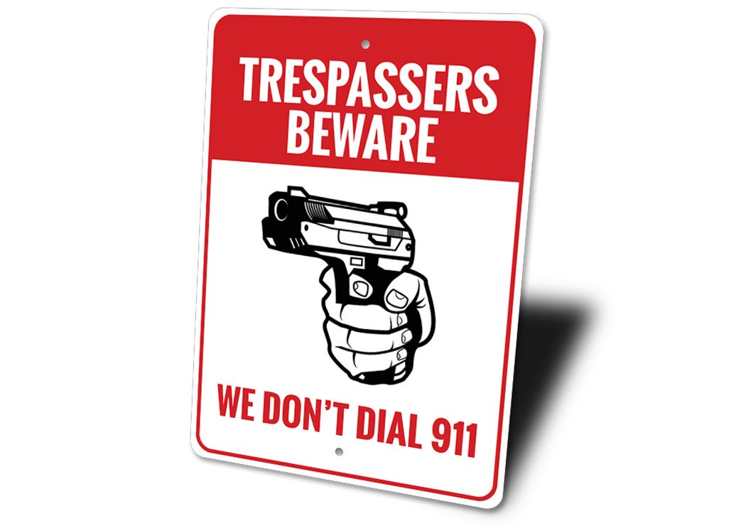 2nd Amendment Trespassers Beware Sign made of durable aluminum, featuring bold text and a decorative design, suitable for indoor and outdoor display.