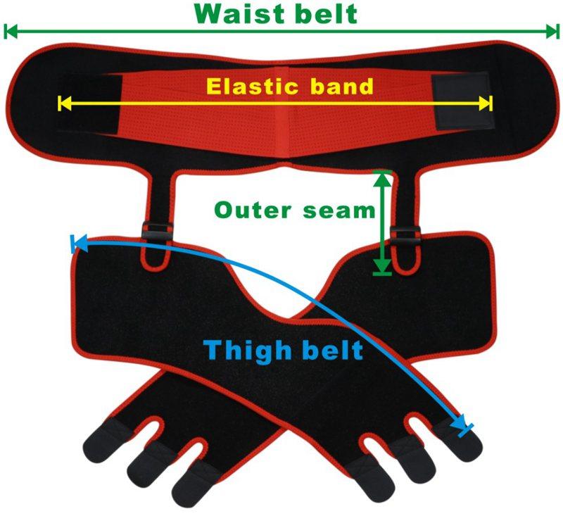 3 in 1 Fat Burner Slimming Body Shaper Belt in black and orange-red, made of neoprene and nylon, designed for anti-cellulite and enhanced sweating.