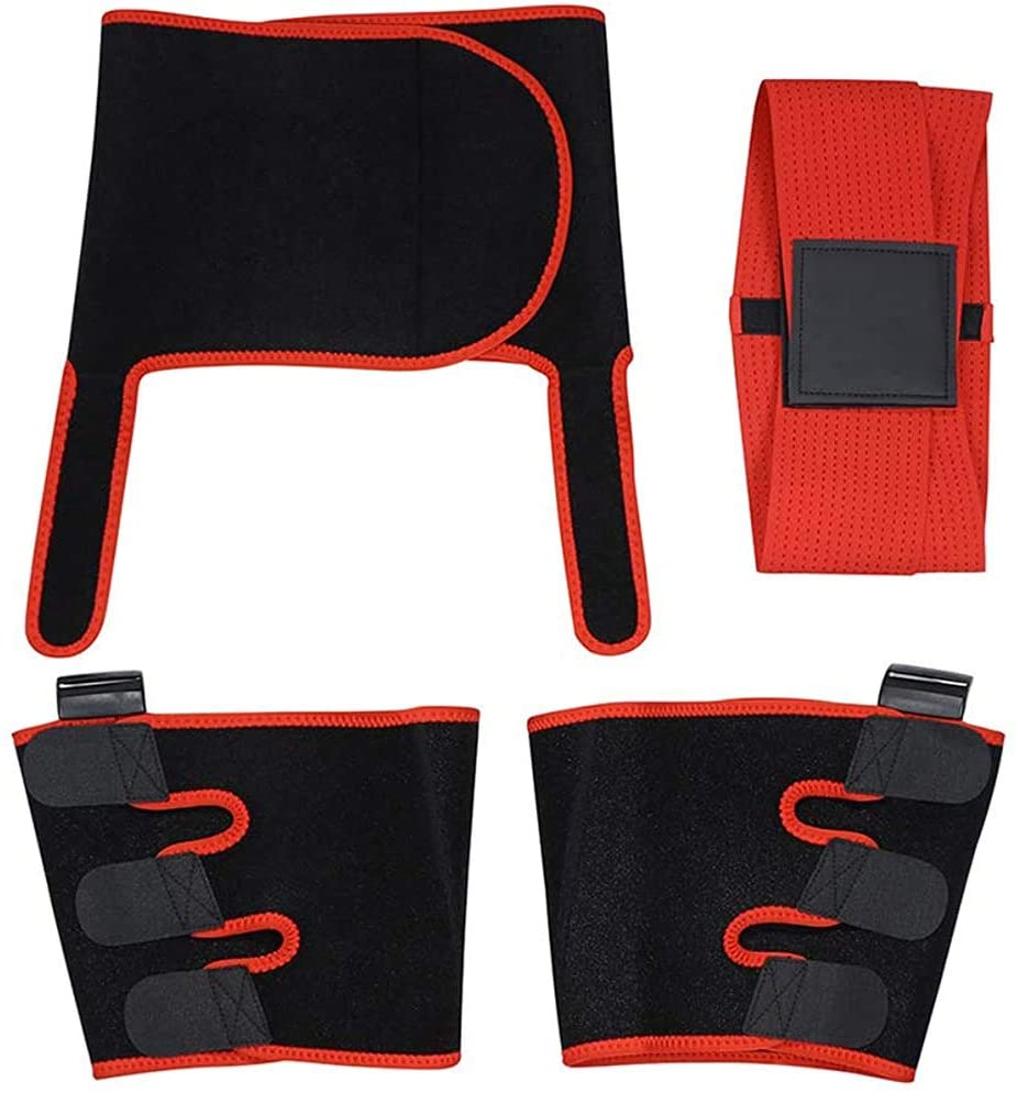 3 in 1 Fat Burner Slimming Body Shaper Belt in black and orange-red, made of neoprene and nylon, designed for anti-cellulite and enhanced sweating.