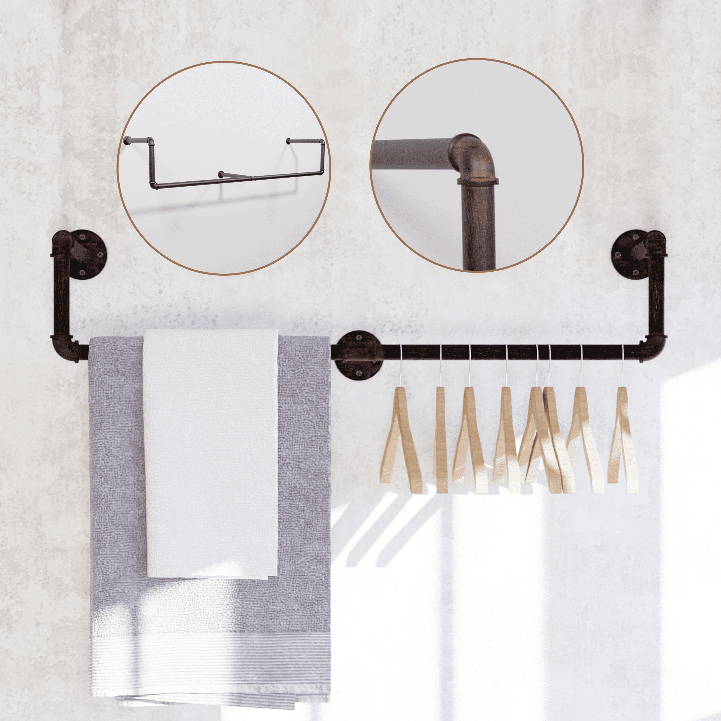 39in Black Brush Red Copper Industrial Pipe Clothing Rack showcasing its stylish design and sturdy construction.