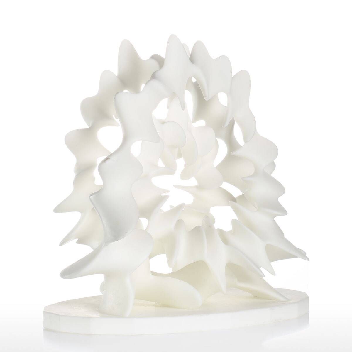 Abstract white geometric sculpture.