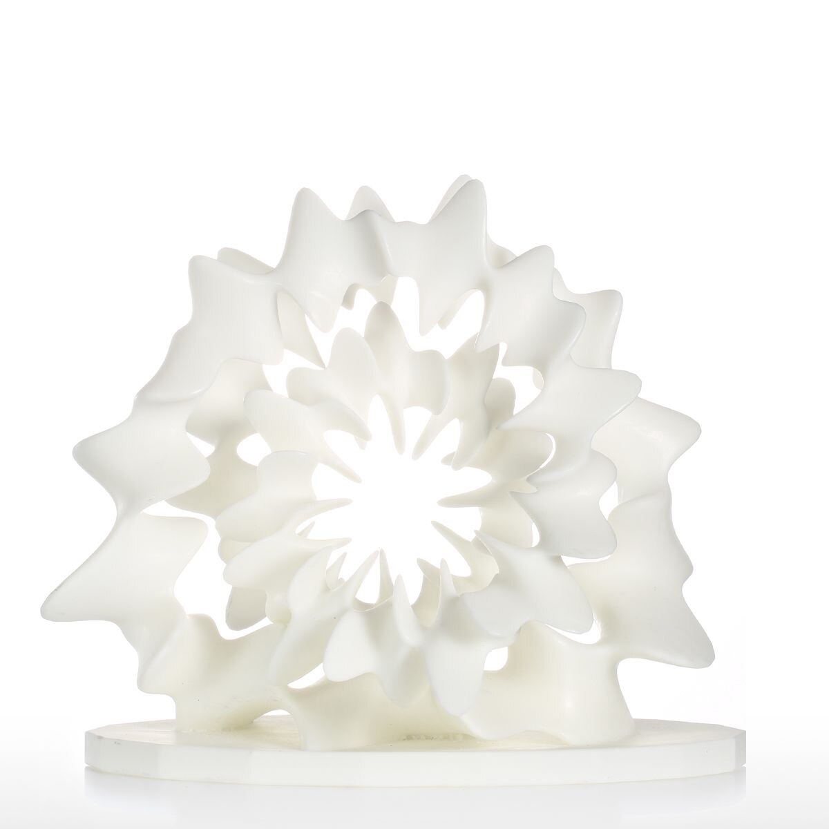 White abstract spiral sculpture.