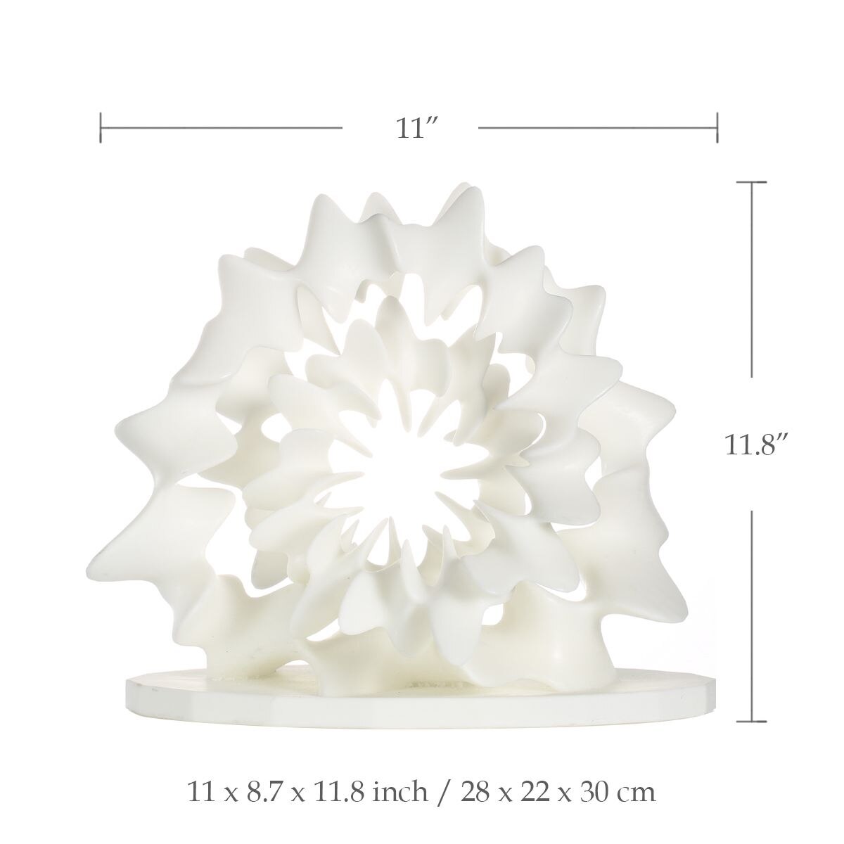 White abstract geometric tabletop sculpture