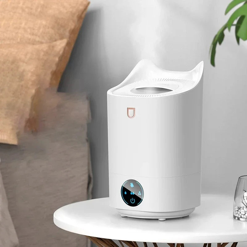 4100ML Air Humidifier Touch Screen Aroma Diffuser in pink and white, showcasing its sleek design and touch screen interface.