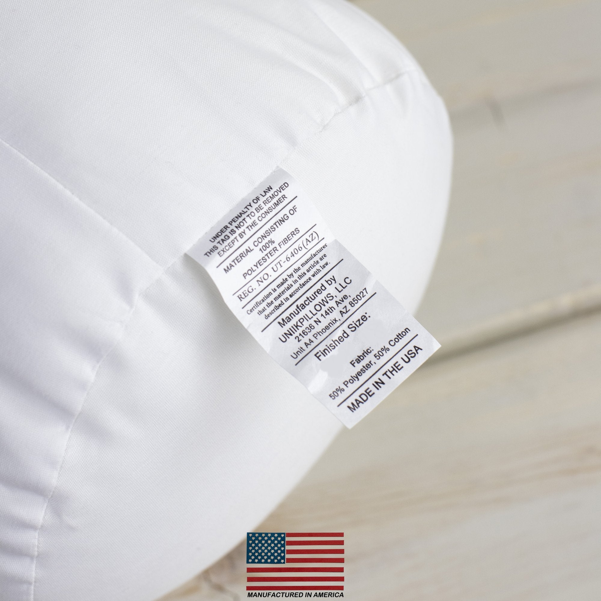 6x38 bolster insert with hypoallergenic polyester fill, showcasing its durable woven cotton blend fabric and plush design.