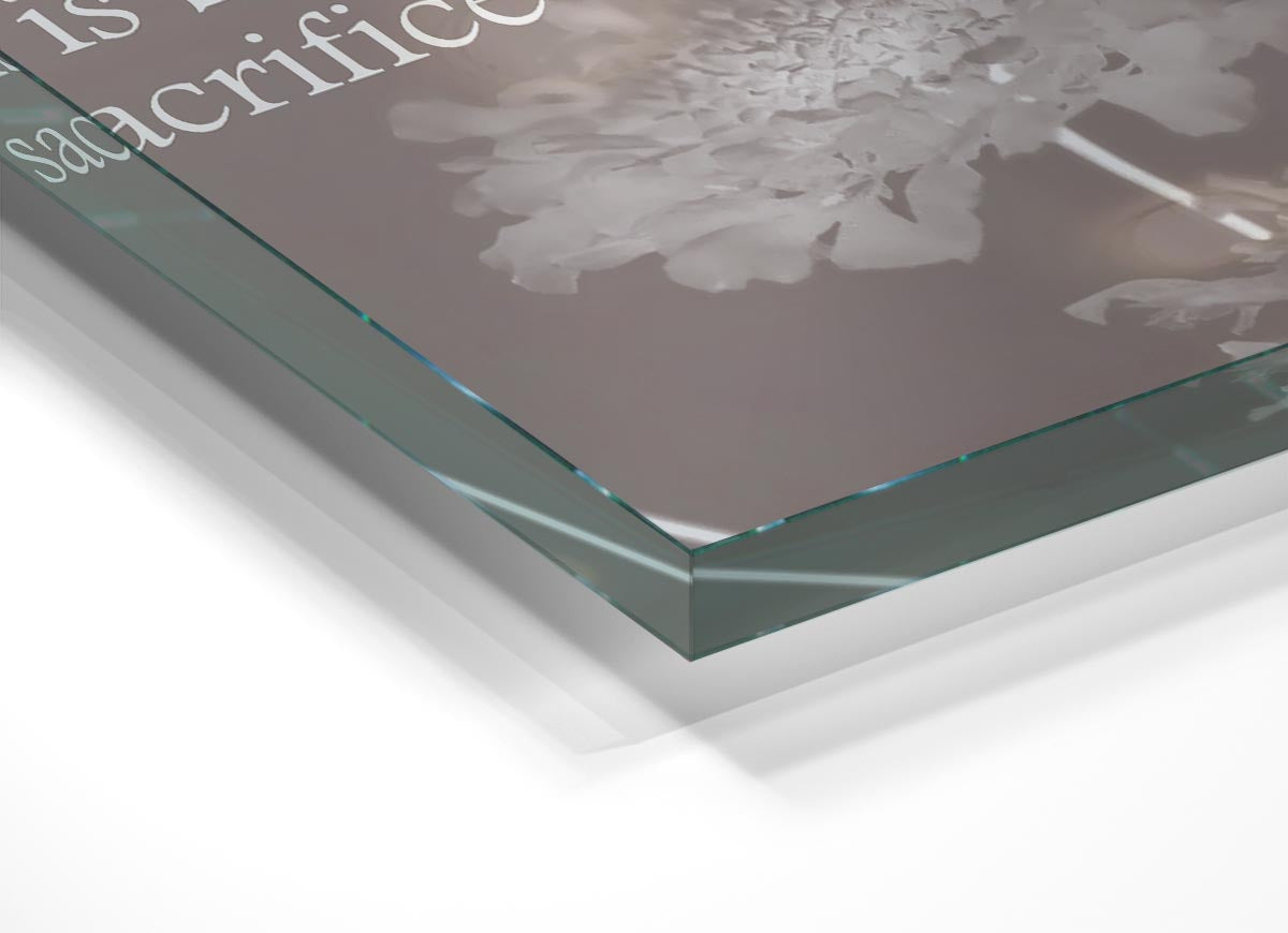 A Beautiful Life Does Not Just Happen Beige glass print showcasing modern art design in soft beige tones, perfect for home decor.