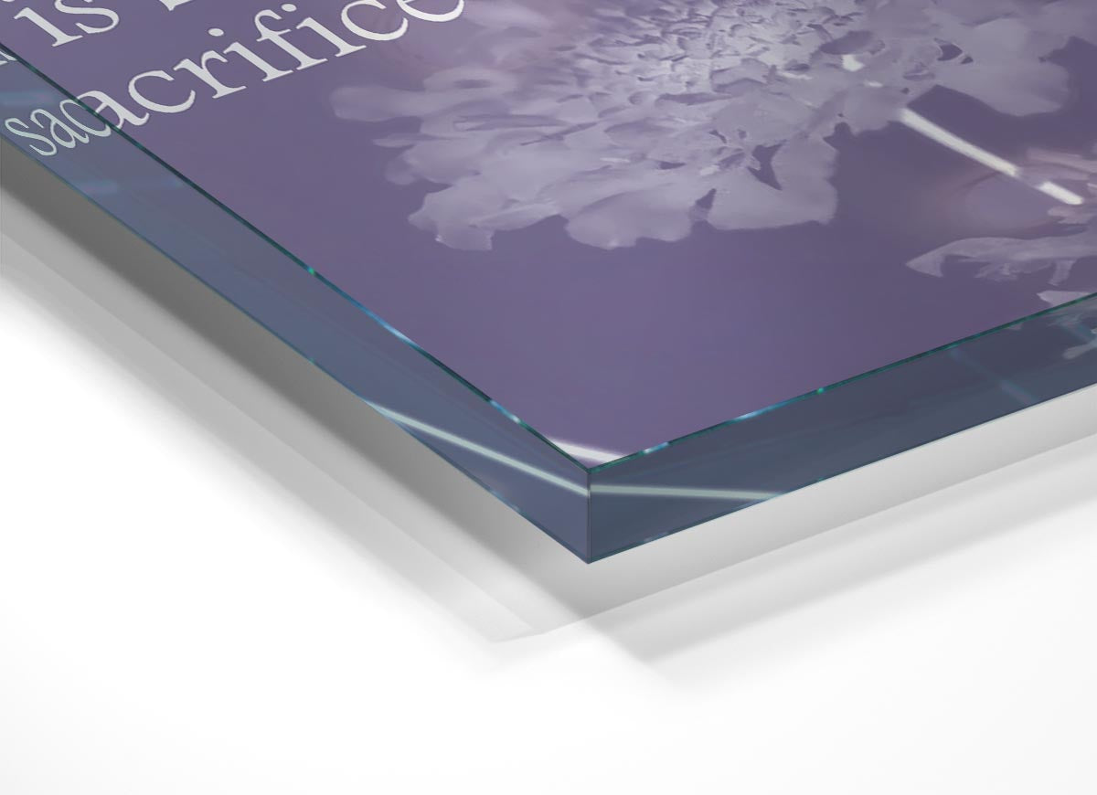 A Beautiful Life Does Not Just Happen Lilac glass print featuring vibrant lilac colors and modern design, perfect for home decor.