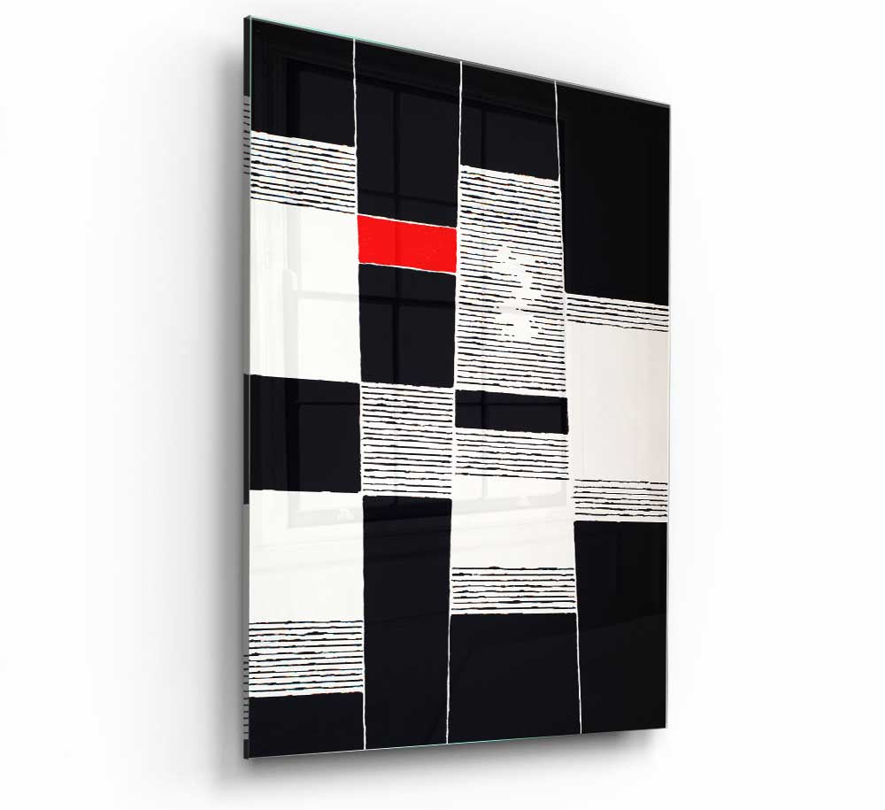 A Touch Of Red glass print featuring vibrant red accents on a sleek glass surface, perfect for modern home decor.