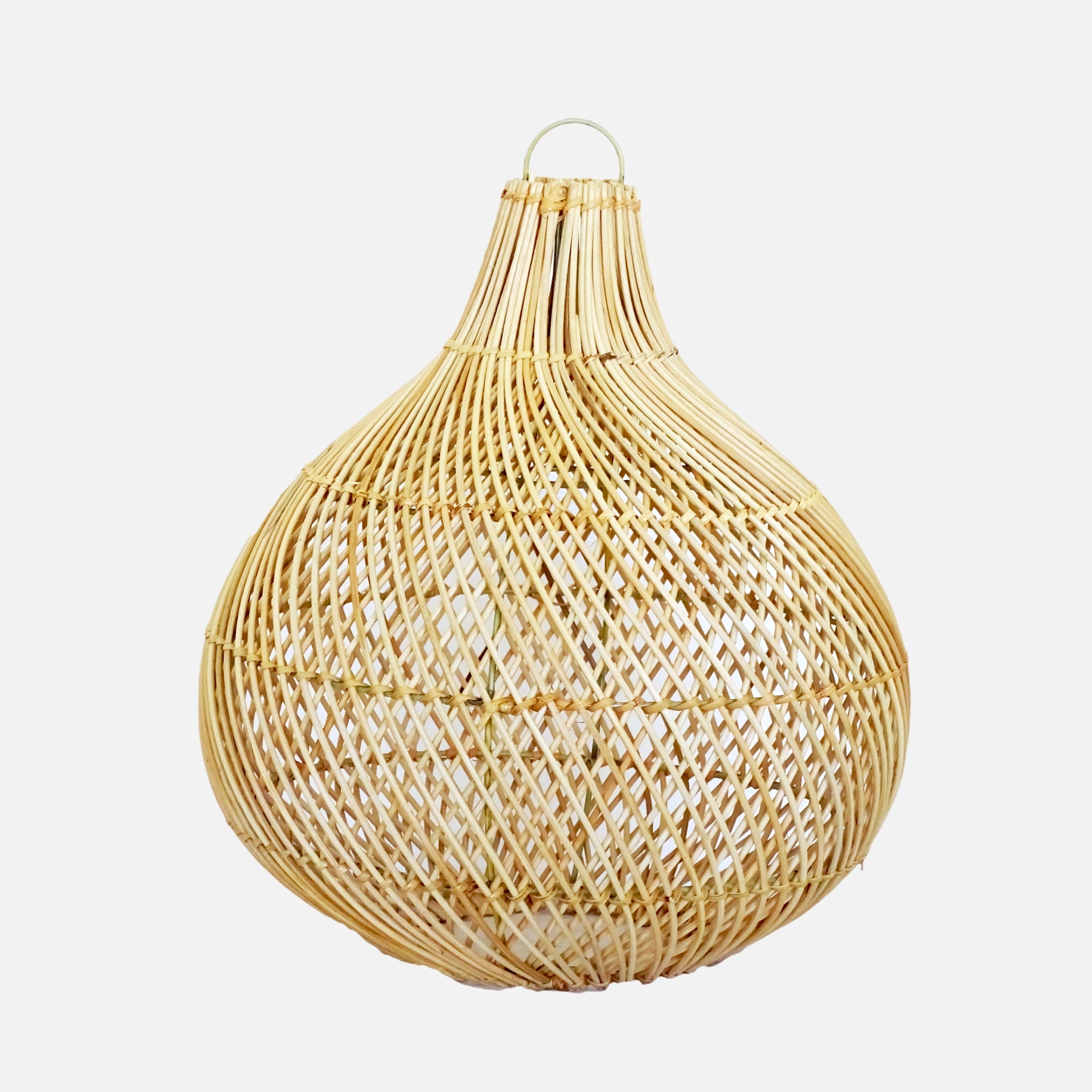 A beautifully handcrafted rattan lampshade featuring intricate Mandala patterns, perfect for adding a coastal touch to any interior.