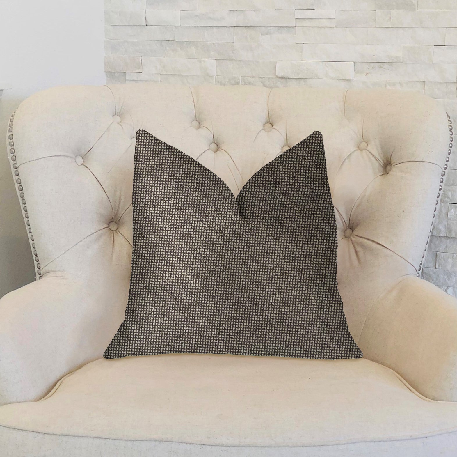Abigail Charcoal Luxury Throw Pillow showcasing a textured pattern in a chic charcoal color, featuring an invisible zipper and double-sided design.