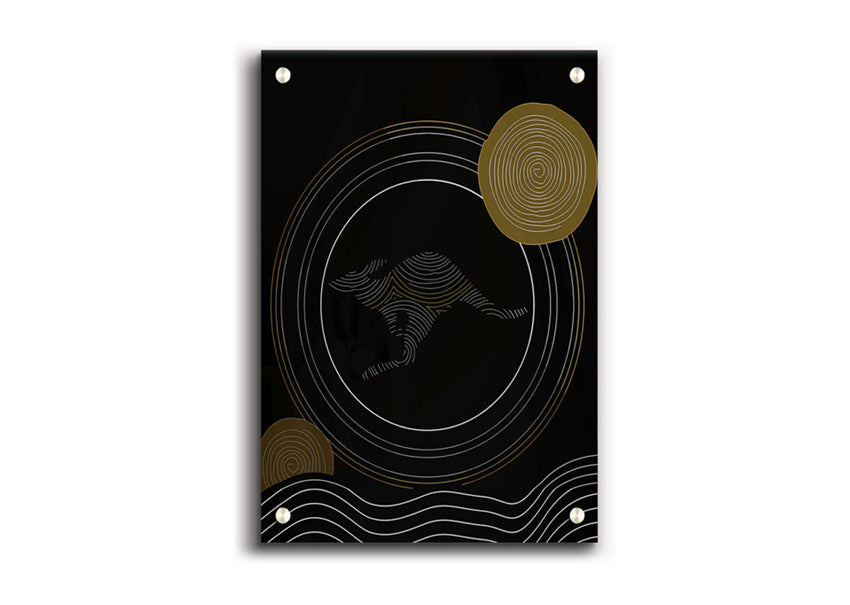 Vibrant Aboriginal Kangaroo 2 acrylic print on 5mm thick glass, showcasing intricate designs and colors.
