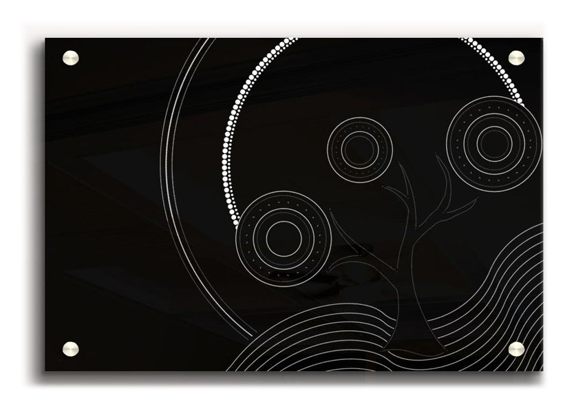 Aboriginal Pattern 13 acrylic print on 5mm thick acrylic glass, showcasing vibrant colors and intricate designs.