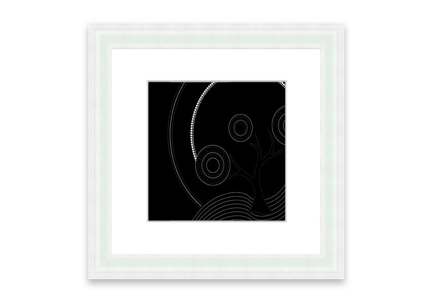 Framed Aboriginal Pattern 13 print showcasing vibrant colors and intricate designs, ready to hang.