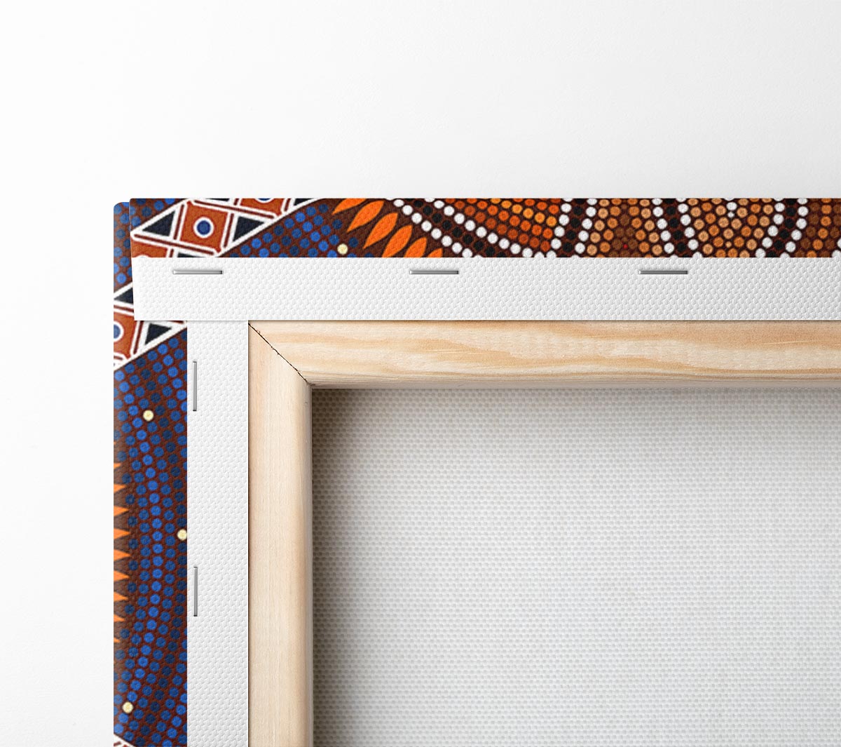 Aboriginal Pattern 2 canvas art mounted on a 44mm box frame, showcasing vibrant colors and intricate designs.