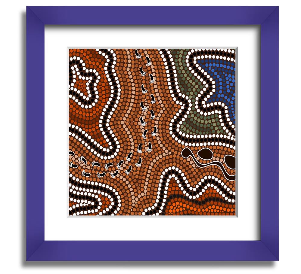 Aboriginal Pattern 5 Square Framed Print showcasing intricate designs in a stylish frame.